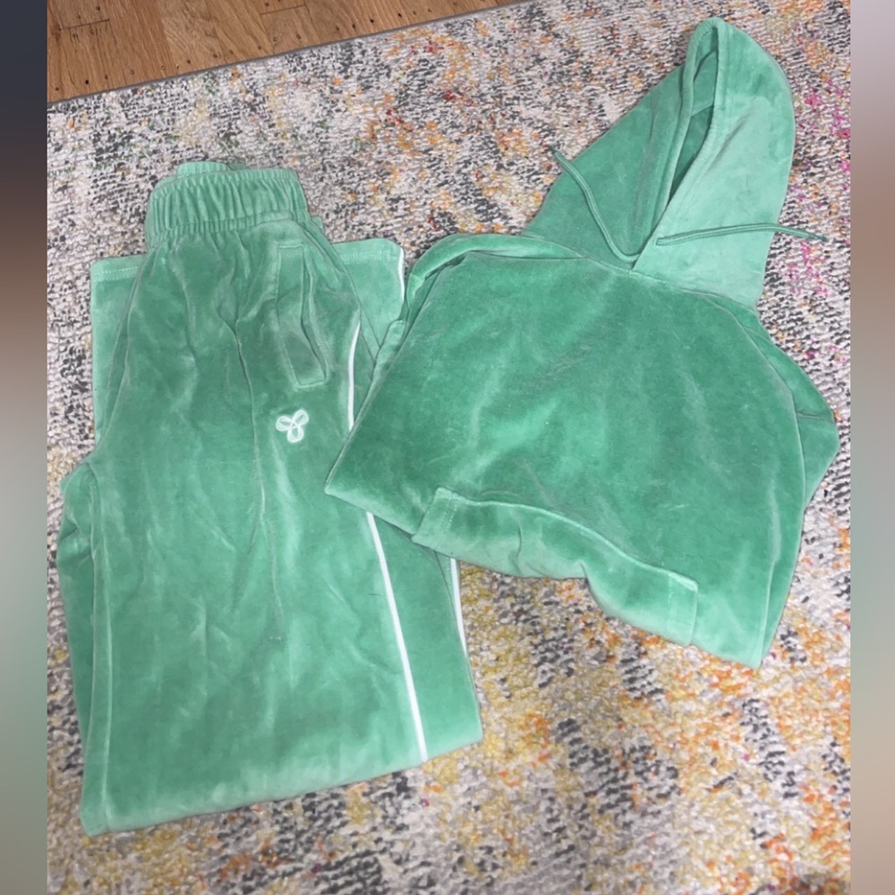 TNA XXS green velvet jumpsuit! No flaws; wide leg pant; no longer sold